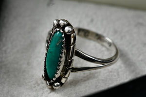 Lorencita Garcia Native American Oval Turquoise Silver Ring Size 8