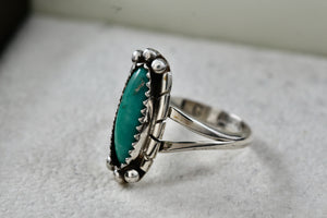 Lorencita Garcia Native American Oval Turquoise Silver Ring Size 8