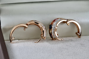Vermeil Silver Multi CZ Gemstone Wide Chunky Hoop Earrings China