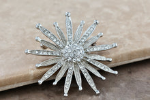 Load image into Gallery viewer, Costume Rhinestone Star Sunburst Flower 2&quot; Brooch Pin
