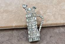 Load image into Gallery viewer, Costume Rhinestone Golf Bag &amp; Clubs 2.25&quot; Pin Brooch
