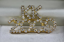 Load image into Gallery viewer, Costume &quot;KK 2009&quot; Rhinestone Gold-Tone Costume brooch Pin
