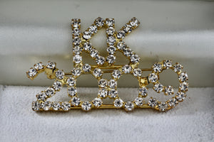 Costume "KK 2009" Rhinestone Gold-Tone Costume brooch Pin