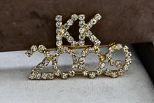 Load image into Gallery viewer, Costume &quot;KK 2009&quot; Rhinestone Gold-Tone Costume brooch Pin
