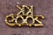 Load image into Gallery viewer, Costume &quot;KK 2009&quot; Rhinestone Gold-Tone Costume brooch Pin
