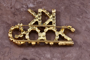 Costume "KK 2009" Rhinestone Gold-Tone Costume brooch Pin