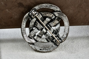 Costume Vintage Soldor Silver Tone Celtic Knot 1.5" Brooch Pin
