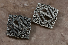 Load image into Gallery viewer, Costume Silver-Tone Letters &quot;M&quot; and &quot;N&quot; Rhinestone Monogram Brooch Pin
