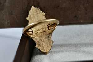 Vintage Avon Gold-Tone Elongated Oval CZ Diamond Signet Ring Size 5.5