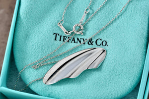 Tiffany & Co. Elsa Peretti Silver High Tide Wave Pendant 16" Necklace Vintage