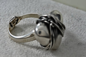 Sergio Bustamante Sterling Silver Wrapped Wire Puffy Heart Ring Size 6.5