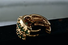 Load image into Gallery viewer, Sterling Silver Vermeil Green Emerald Small Clip-on Hoop Earrings
