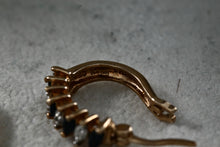 Load image into Gallery viewer, Sterling Silver Vermeil Blue Sapphire CZ Diamonds Huggie Hoop Cocktail Earrings
