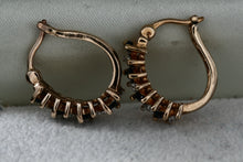 Load image into Gallery viewer, Sterling Silver Vermeil Blue Sapphire CZ Diamonds Huggie Hoop Cocktail Earrings
