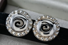 Load image into Gallery viewer, Vintage Taxco Mexico Sterling Silver Swirl Circle Beaded Edge Clip-On Earrings
