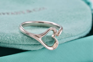 Tiffany & Co. Elsa Peretti Silver Open Heart Ring Size 7.5 *Newest version*