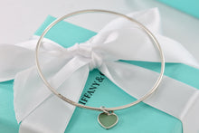 Load image into Gallery viewer, Tiffany &amp; Co. Silver Small Blue Enamel Heart Dangle Bangle Bracelet *Custom*
