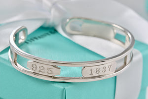 Tiffany & Co. 1837 Silver Element Cuff Large Bangle Bracelet