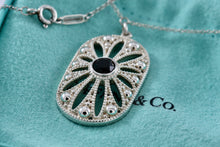 Load image into Gallery viewer, Tiffany &amp; Co Ziegfeld Black Onyx Pearl Bead Silver Daisy Pendant 24&quot; Necklace
