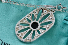 Load image into Gallery viewer, Tiffany &amp; Co Ziegfeld Black Onyx Pearl Bead Silver Daisy Pendant 24&quot; Necklace
