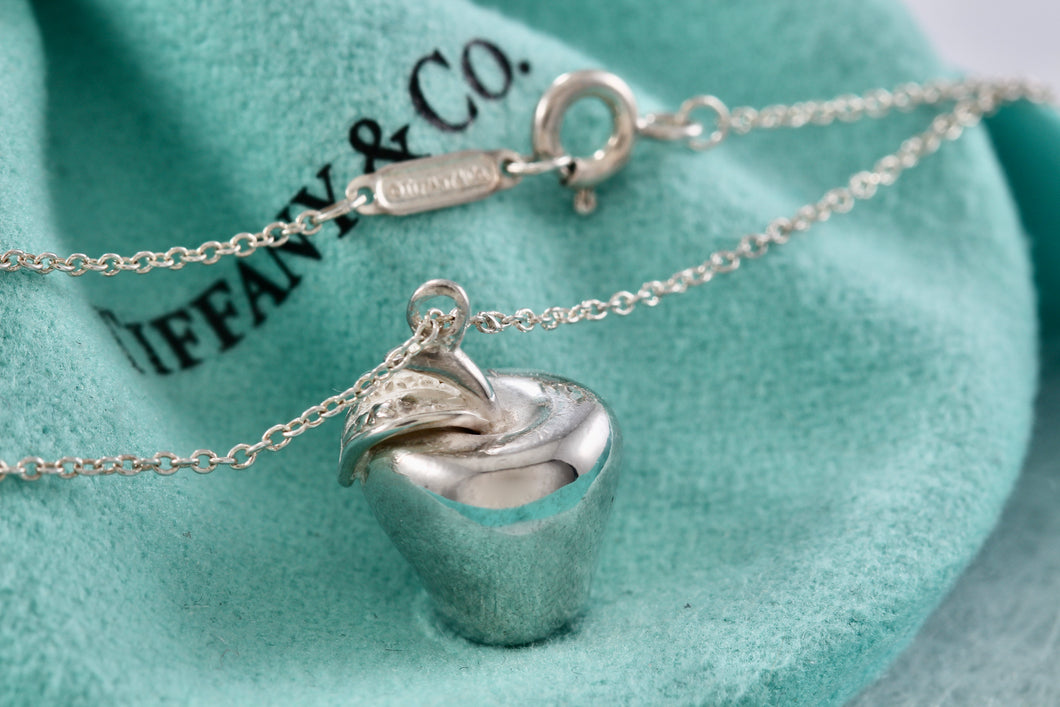 Tiffany & Co. Silver 3D Apple Charm Pendant 18