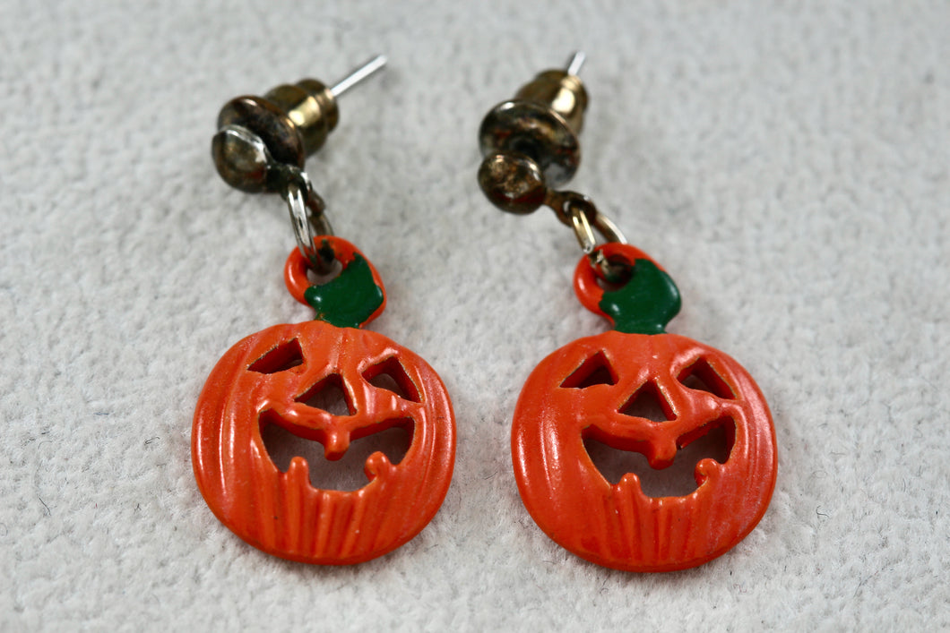 Orange Halloween Pumpkin Costume Dangle Earrings