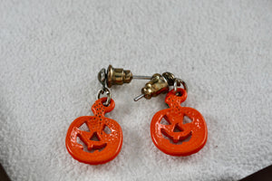 Orange Halloween Pumpkin Costume Dangle Earrings