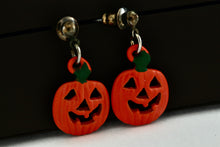 Load image into Gallery viewer, Orange Halloween Pumpkin Costume Dangle Earrings
