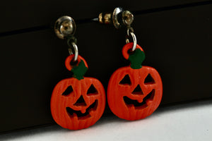 Orange Halloween Pumpkin Costume Dangle Earrings