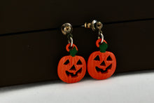 Load image into Gallery viewer, Orange Halloween Pumpkin Costume Dangle Earrings
