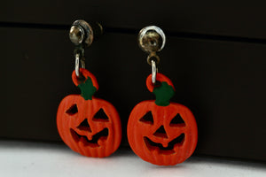 Orange Halloween Pumpkin Costume Dangle Earrings