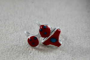 Costume Bikini 2-Piece Red Bathing Suit Stud Earrings