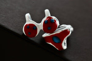 Costume Bikini 2-Piece Red Bathing Suit Stud Earrings