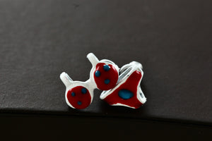 Costume Bikini 2-Piece Red Bathing Suit Stud Earrings