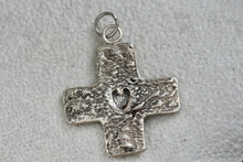 Load image into Gallery viewer, Sterling Silver Heart Compass Cross Charm 1&quot; Pendant
