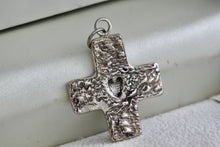 Load image into Gallery viewer, Sterling Silver Heart Compass Cross Charm 1&quot; Pendant
