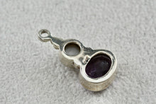 Load image into Gallery viewer, Sterling Silver Pearl Inlay Purple Oval Amethyst Drop Pendant
