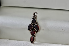 Load image into Gallery viewer, Sterling Silver Marquise Red Garnet Drop 1&quot; Pendant
