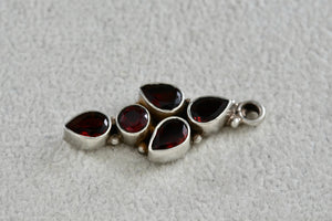 Sterling Silver Marquise Red Garnet Drop 1" Pendant