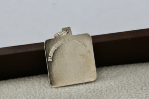 Sterling Silver St. Christopher "Protect Us" Etched Square Charm Pendant