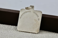 Load image into Gallery viewer, Sterling Silver St. Christopher &quot;Protect Us&quot; Etched Square Charm Pendant
