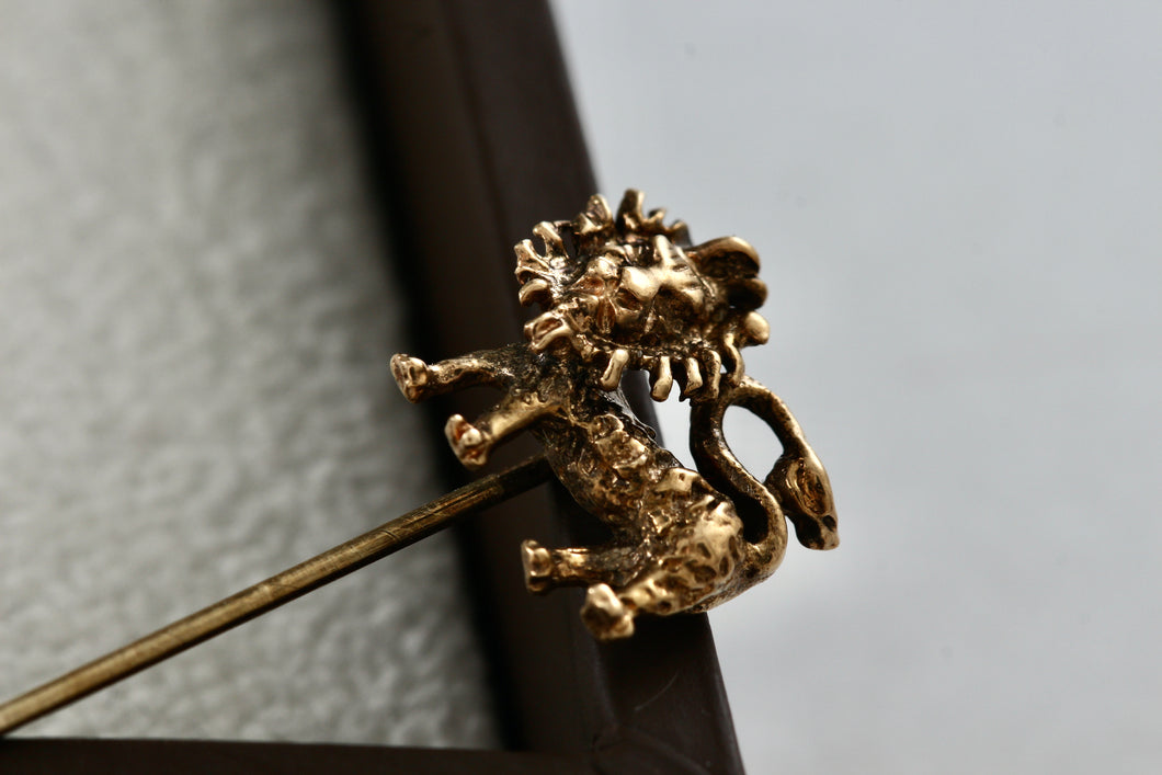 Vintage 14KT. Yellow Gold Lion Pin Brooch