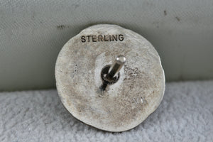 Native American Sterling Silver Running Bear Button Pin Signed VK