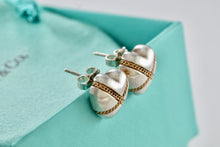 Load image into Gallery viewer, Tiffany &amp; Co. 18K Gold Twist Rope &quot;X&quot; Puffy Heart Stud Earrings
