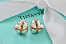 Load image into Gallery viewer, Tiffany &amp; Co. 18K Gold Twist Rope &quot;X&quot; Puffy Heart Stud Earrings
