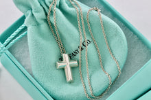 Load image into Gallery viewer, Tiffany &amp; Co. Paloma Picasso Silver Large Tenderness Heart Cross Pendant Necklace
