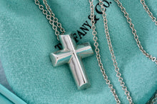 Load image into Gallery viewer, Tiffany &amp; Co. Paloma Picasso Silver Large Tenderness Heart Cross Pendant Necklace
