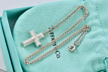 Load image into Gallery viewer, Tiffany &amp; Co. Paloma Picasso Silver Large Tenderness Heart Cross Pendant Necklace

