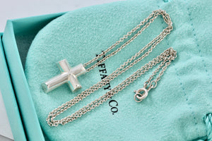 Tiffany & Co. Paloma Picasso Silver Large Tenderness Heart Cross Pendant Necklace