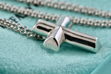 Load image into Gallery viewer, Tiffany &amp; Co. Paloma Picasso Silver Large Tenderness Heart Cross Pendant Necklace
